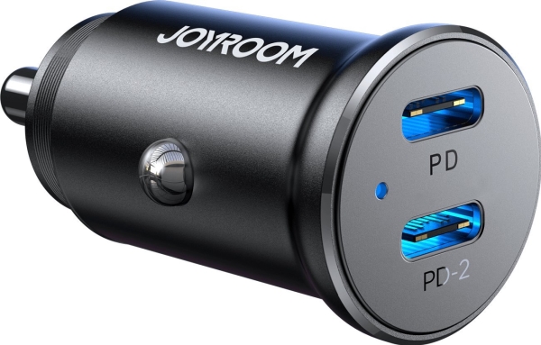 Joyroom JR-CCN06 30W 2x USB-C mini car charger metal - black