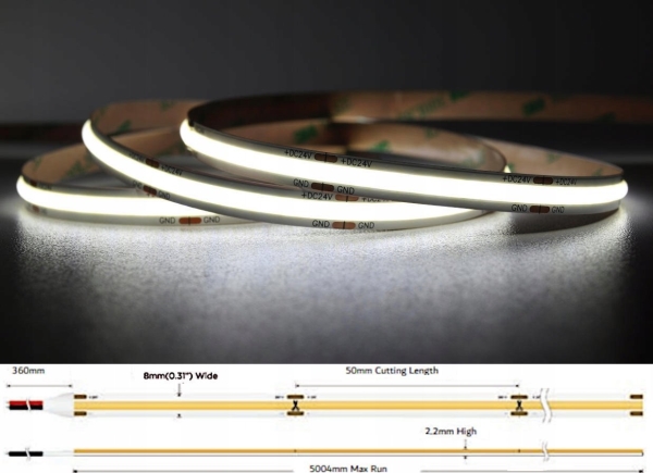 Taśma Led Mw Lighting Taśma Led Led-Cob-24V/8W-Cw/5M - 6500&Nbsp|K