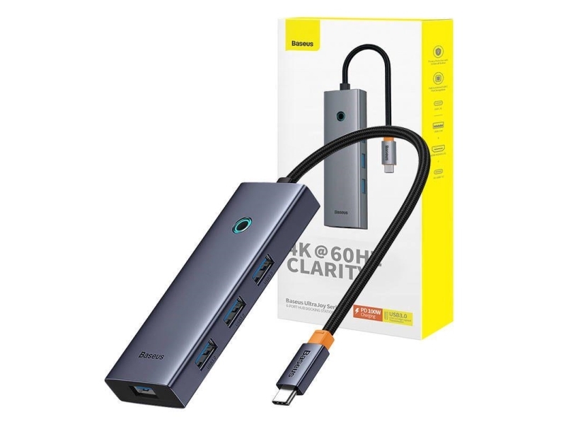 Usb-C Hub Baseus Ultrajoy, 4 X Usb-A 3.0 - 1 X Usb-C - 1 X Hdmi, Grey B00052807813-01