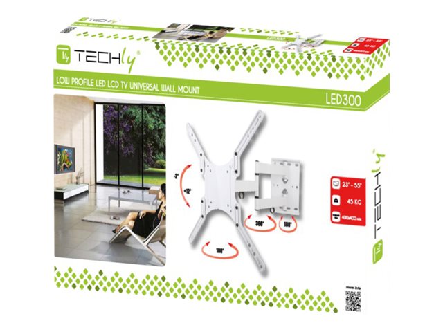 Techly - Halterung - Ultra-Slim - Für Lcd Tv - Weiß - Bildschirmgröße: 23"-55" - Montagefläche: Bis Zu 400 X 400 Mm - Wandmontage Möglich