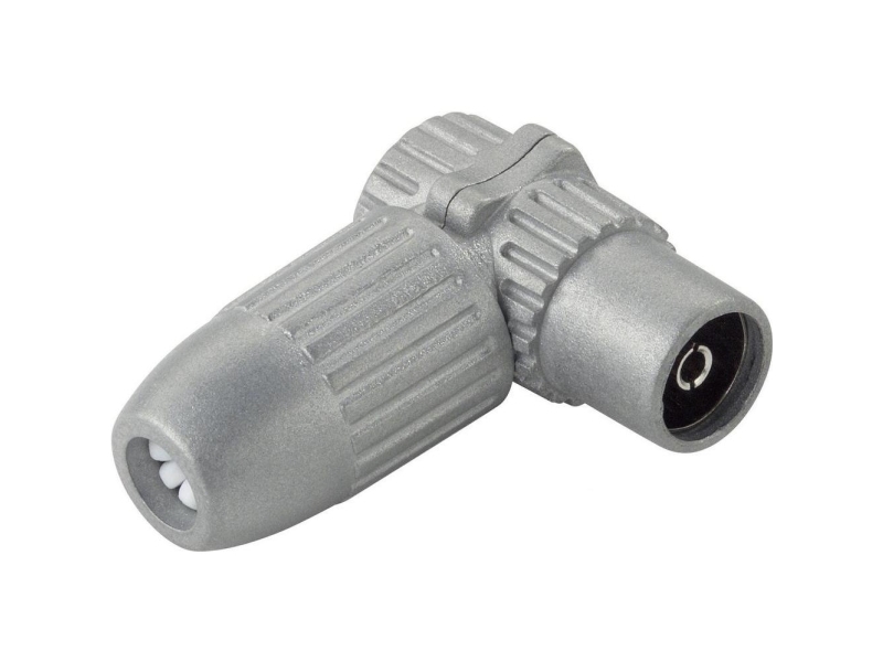 Koaxial vinkelkoppling i metall Kabeldiameter: 7 mm