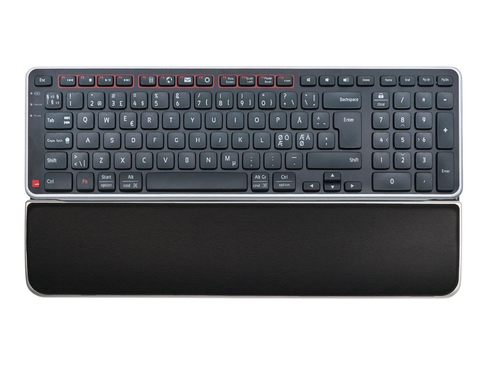 Contour Balance Keyboard - 12 programmerbare medieknapper (kun Mac) - trådløs - USB - Pan Nordic - sort - inkl. Wrist Rest
