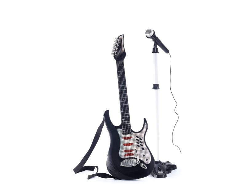 Music Elektronisk Gitarr med Mikrofon & Stativ | Hobby - Musikinstrument - Stränginstrument | GameStuff