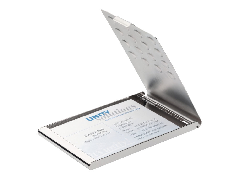 DURABLE Business Card Holder - Visitkortetui - krombeklædt metal - sølv