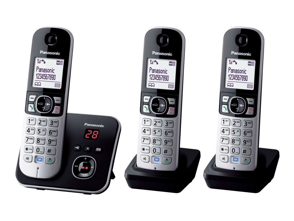 Panasonic Kx-Tg6823 - Trådløs Telefon - Besvarelsessystem Med Opkalds-Id - Dect - Perlesølv + 2 Ekstra Telefonrør