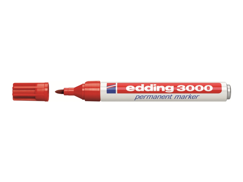 Edding 3000 - Markør - Permanent - Sort, Rød, Blå, Grøn - 1.5-3 Mm (Pakke Med 4)