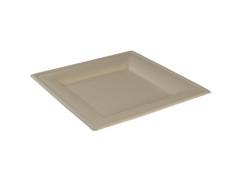 Fibertallrik ABENA Gastro 26x26x1,9 cm natur, sockerrör (10 st.) | Catering - Engångsservis - Tallrikar | GameStuff