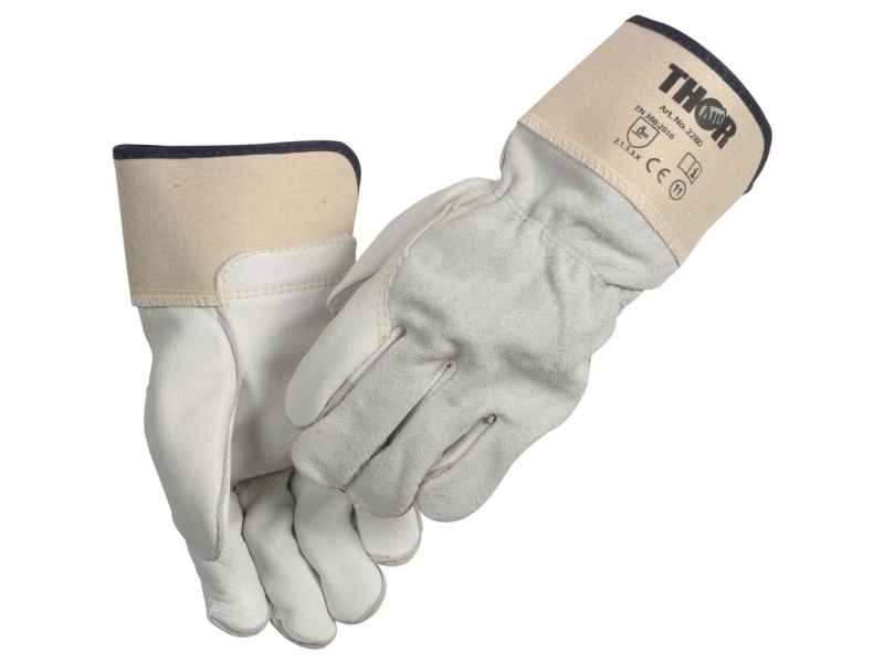 Oksespalthandske, THOR, 10, hvid, okselæder