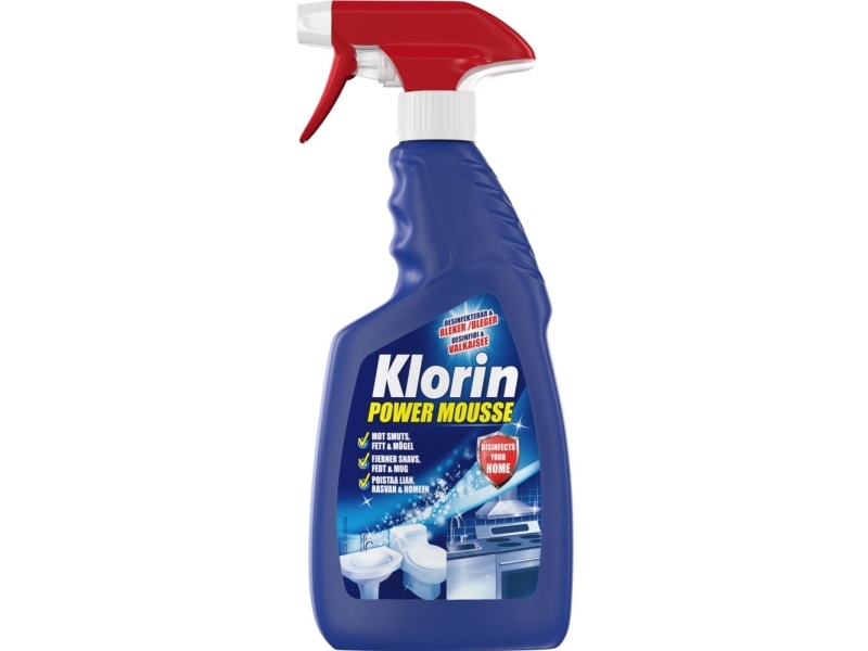 Klorrengøring, Klorin Power Mousse, 500 ml, klar-til-brug, uden farve - (12 stk.)