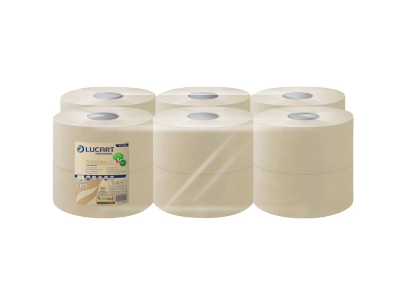 Jumbo-Rolle, Lucart T3 Natur, 2-Lagig, Mini, 180M X 8,9Cm , Ø19cm, Natur