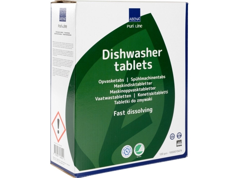 Opvasketabs, ABENA Puri-Line, hurtigt vandopløselig folie, uden klor, farve og parfume - (5 stk.)