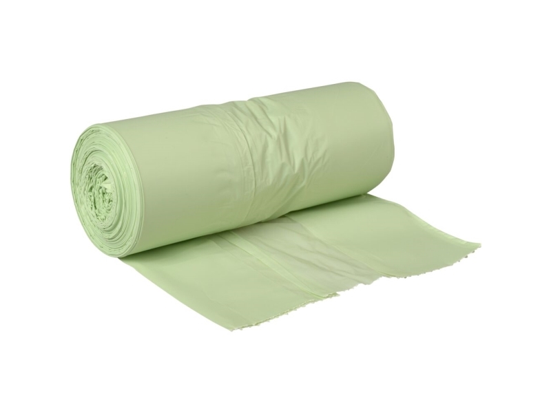 Biopose, ABENA Bio-Line, 35 l, transparent grøn, stivelse/komposterbart polyesters - (12 stk.) | Rengöring - Avfallshantering - Soppåsar | GameStuff