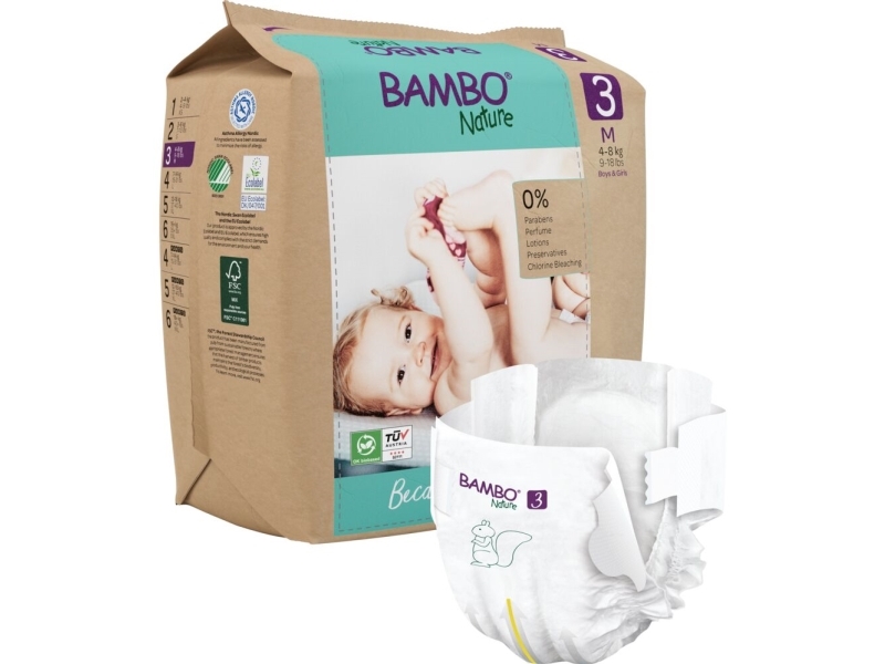 Babyblöja, tapeble, miljömärkt, Bambo Nature, 3, papperspåse, papperspåse - (6 st.) | Hälsa - Personlig vård - Blöjor | GameStuff