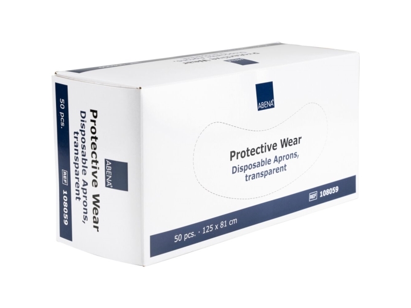 Engångsförkläde ABENA 125x81 cm 25 mikron transparent LDPE, dispenserförpackning, osteril (50 st.) | Kläder & Säkerhet - Arbetskläder - Engångskläder | GameStuff