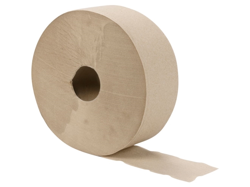 Jumborulle, ABENA Care-Ness Basic, 1-lags, Midi, 500m x 9cm, Ø26cm, ubleget, genanvendt papir - (6 ruller pr. karton)