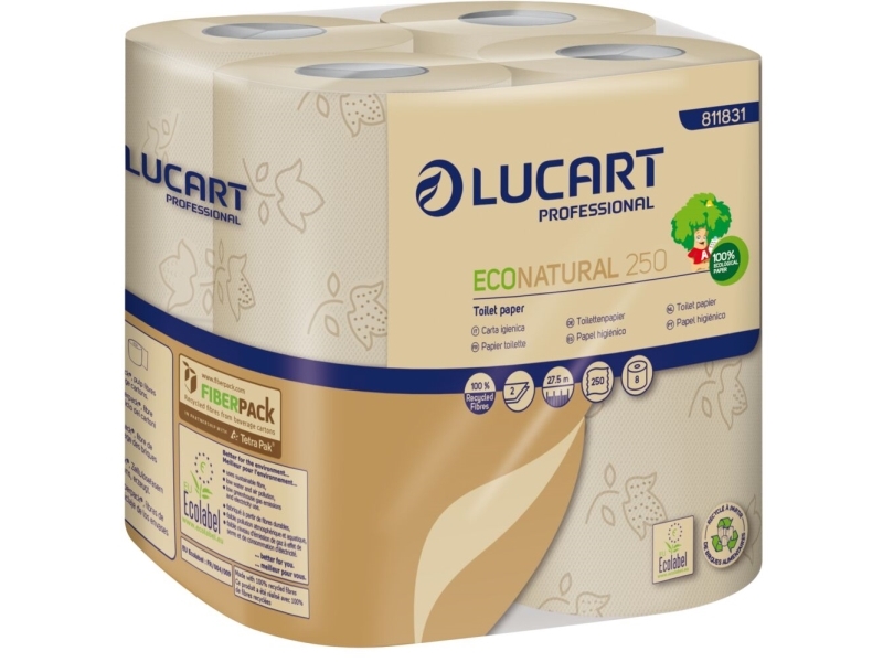 Toilettenpapier, Lucart T3 Natural, 2-Lagig, 27,5M X 9,6Cm, Ø10,3Cm, Natur