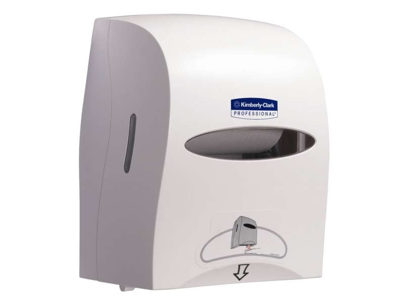 Dispenser, Kimberly-Clark, 28x33x42,5cm, hvid, plast, til håndklæderuller