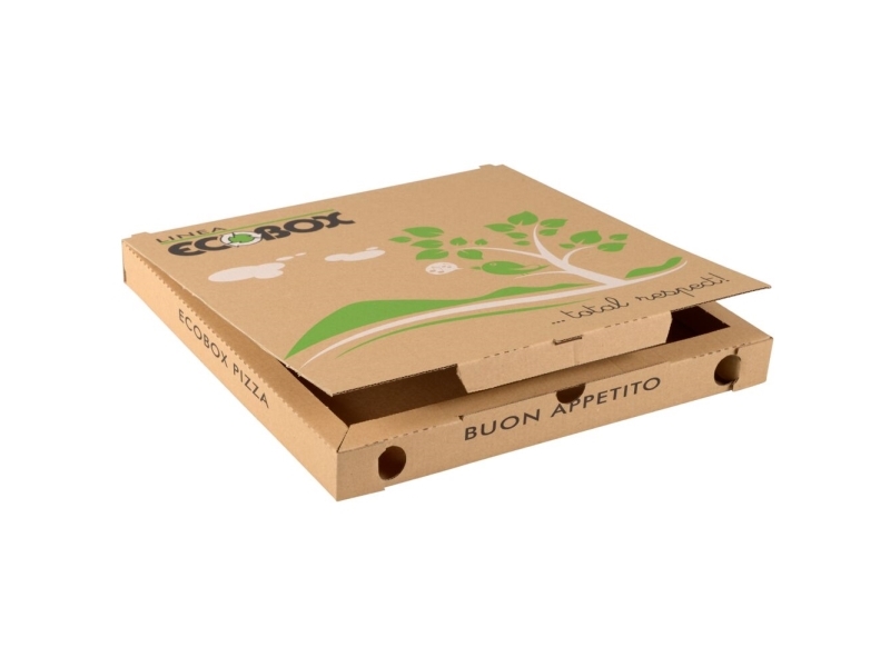 Pizzaæske, Ecobox, 32x32x3cm, brun - (100 stk.)