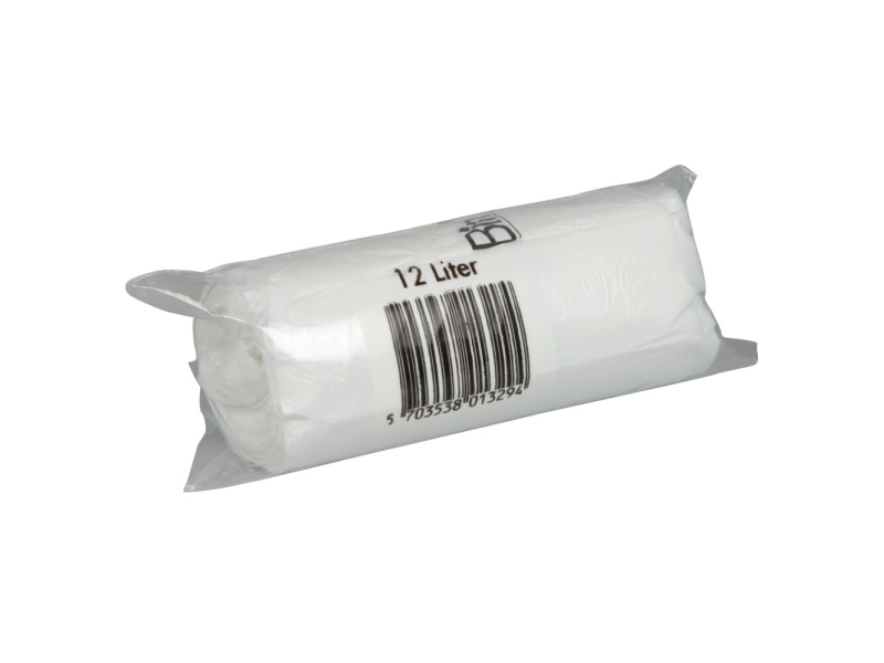Hinkpåse med stjärnbotten, ABENA Bin-Line, 12 l, vit, LLDPE/virgin - (10 st) | Rengöring - Avfallshantering - Soppåsar | GameStuff