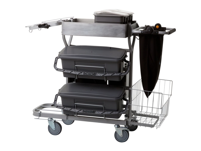 Rengøringsvogn, Vikan Kompakt Plus, 1160x540x985mm, grå, metal/PVC, til fugtsystem, usamlet