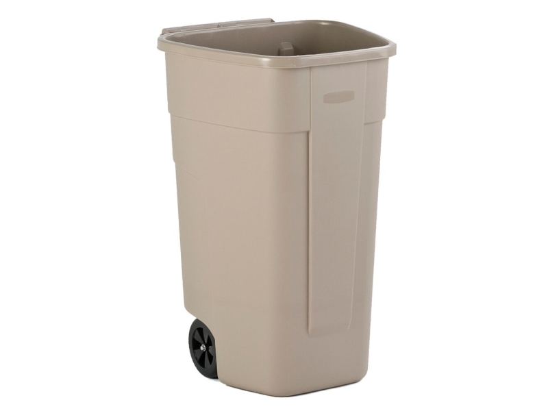 Affaldscontainer, Rubbermaid, Beige, Plast, 110 L, Med 2 Hjul, Uden Låg