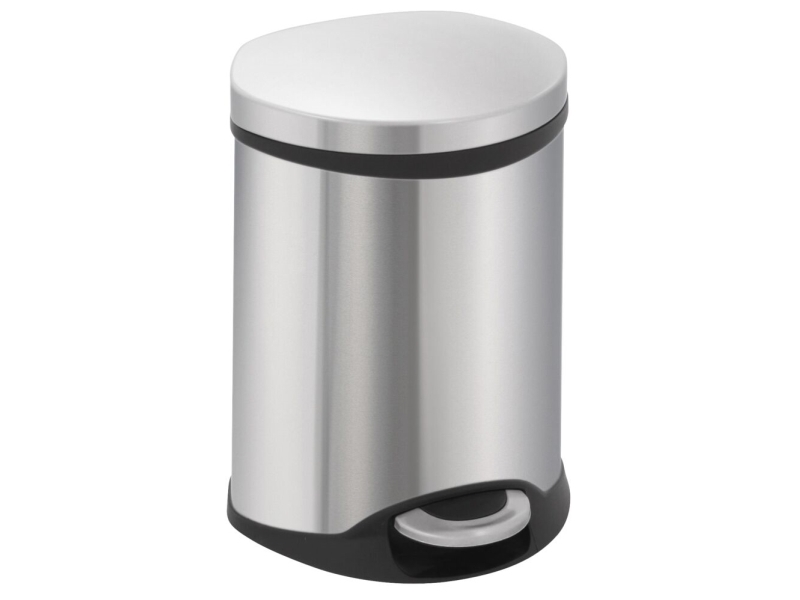 Treteimer, Eko Muscheleimer, Stahlmatte, Kunststoff/Edelstahl, 6 L, Mit Kunststoff-Inneneimer Und Soft-Close-Deckel