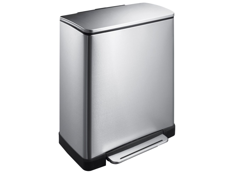Pedalspand, Eko E-Cube, Stål Mat, Rustfrit Stål, 50 L, Inderspand Af Plast, Soft Close