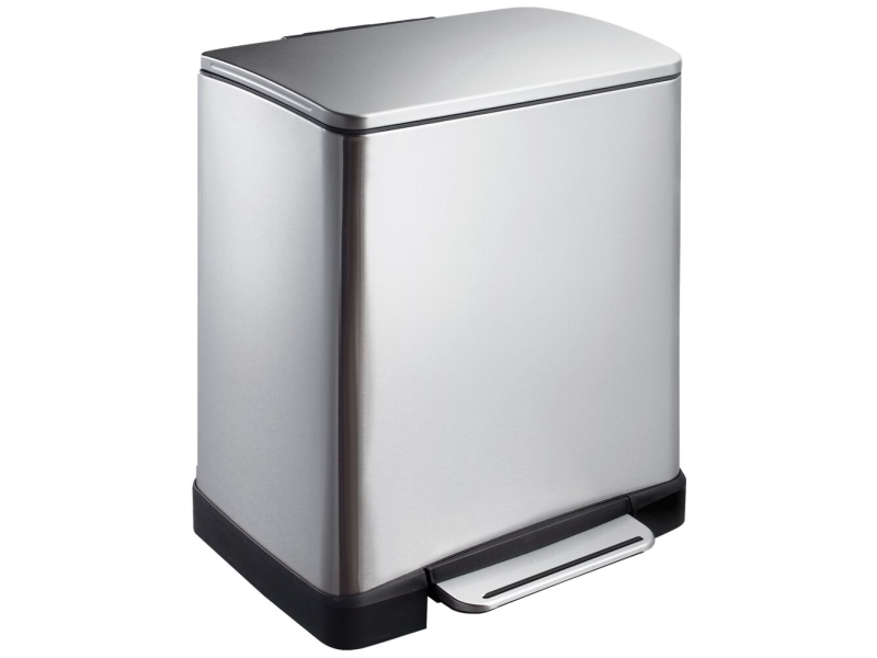 Pedalspand, EKO E-cube, stålmat, plast/rustfrit stål, 2 rum, 10+9 liter, inderspand af plast, soft close
