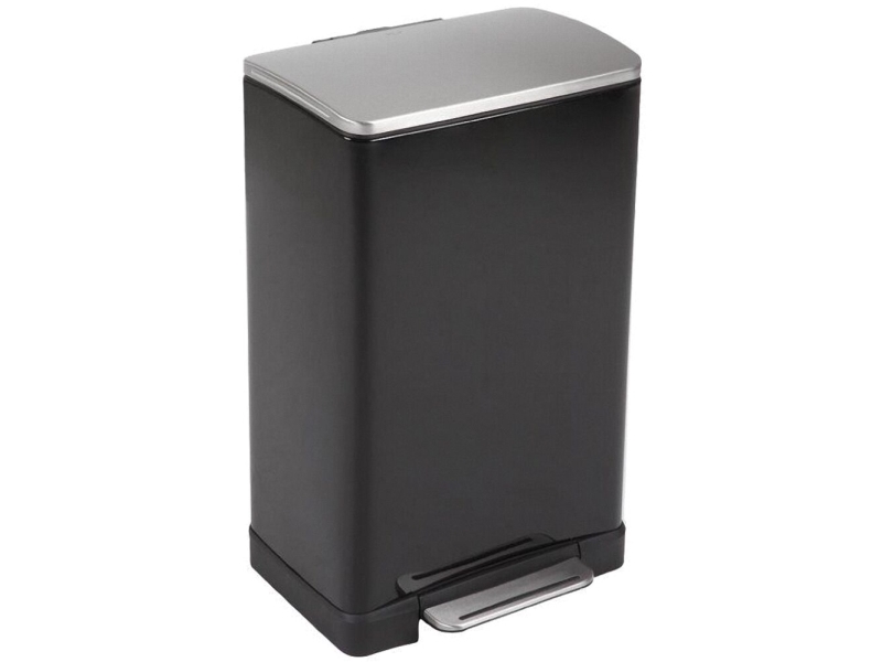 Treteimer, Eko E-Cube, Schwarz, Pulverbeschichteter Stahl, 40 L, Mit Kunststoff-Inneneimer Und Soft-Close-Deckel