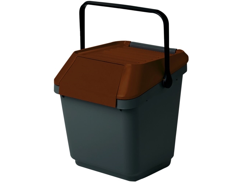 Affaldsspand, Easymax, Grå, Plast, 35 L, Med Brun Låg