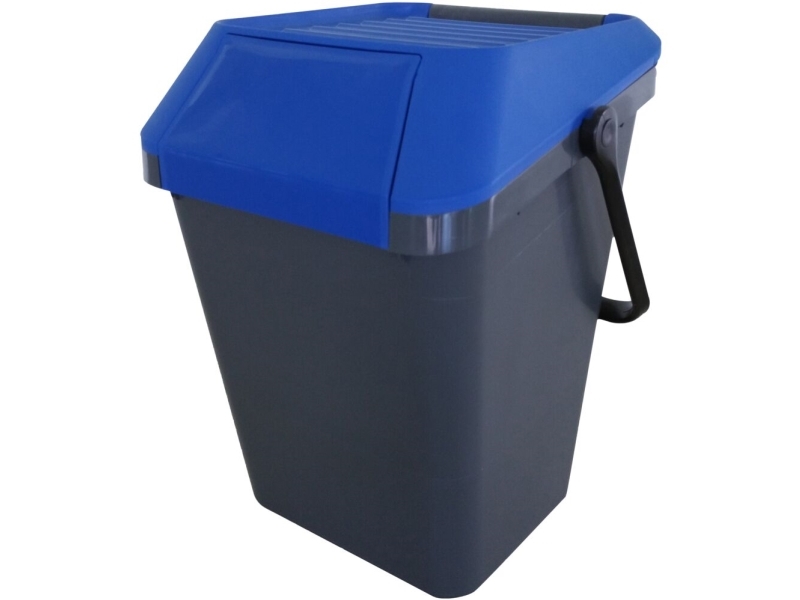 Affaldsspand, Easymax, Grå, Plast, 45 L, Med Blåt Låg