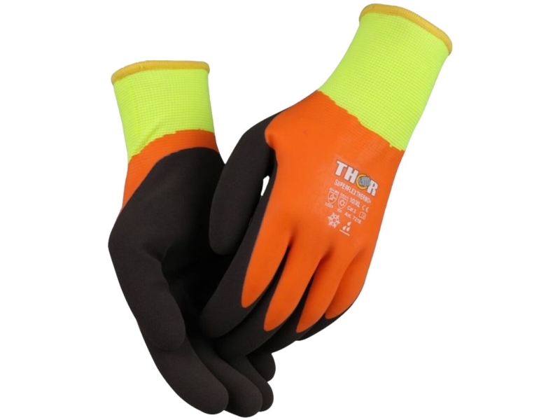 Heldyppet latexhandske, THOR Superflex Thermo, 11, orange - (12 stk.) | Kläder & Säkerhet - Arbetskläder - Övriga kläder | GameStuff