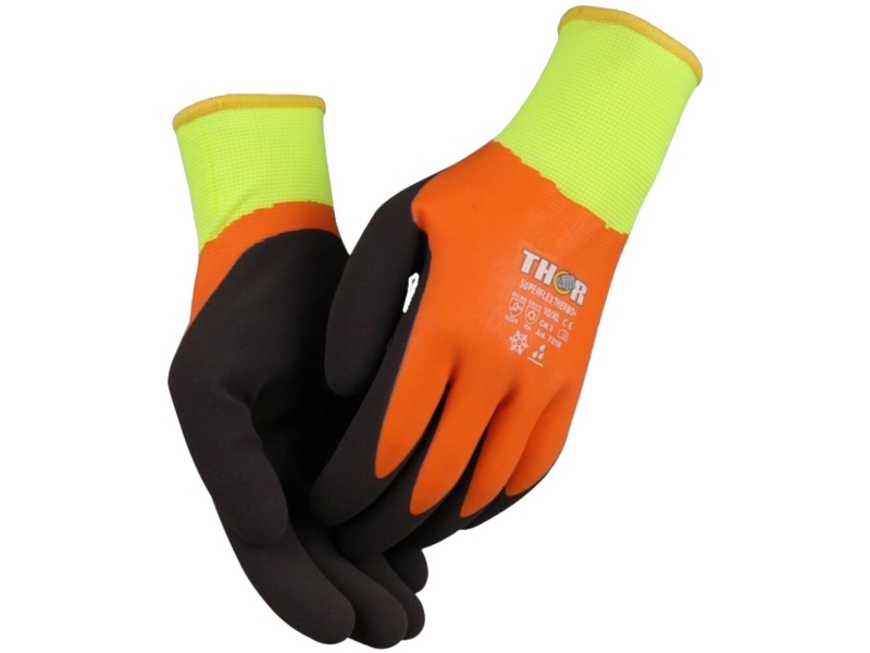Belagda latexhandskar THOR Superflex Thermo 12 orange (12 st.)