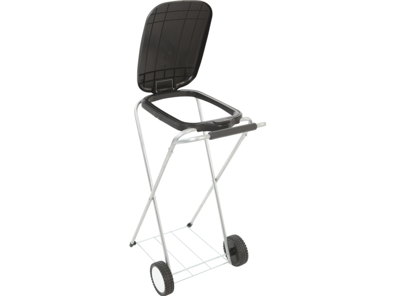 Affaldsstativ, Move&Up, Sort, Galvaniseret Stål, 120 Ltr. Med Sækkeholder Og Sort Låg Med "Push"-Knap