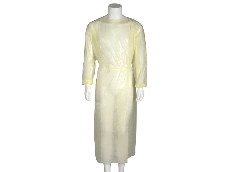 Isolationskittel, ABENA Excellent, L, 127x130cm, 30 gsm, gul, PE/PP, usteril - (10 stk.)