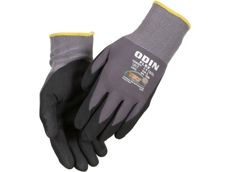 Fingerdyppet nitrilhandske, ODIN Flex, 11, grå, nitril/polyester - (12 stk.) | Rengöring - Rengöringsprodukter - Rengöringsmaskiner - Utrustning - Handskar | GameStuff