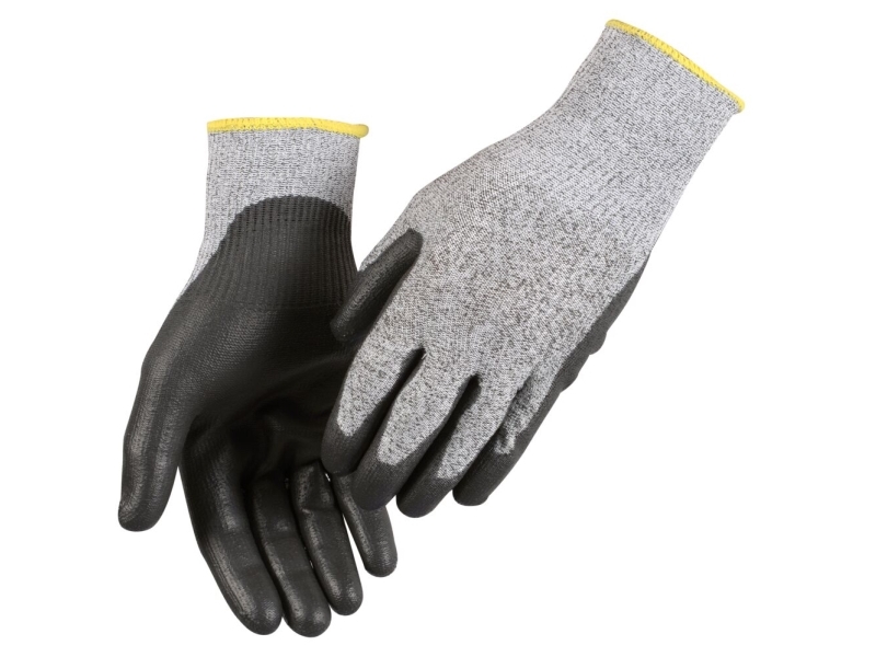Strickhandschuh, Schnittfest, Abena Cut 5, 9, Grau, Pu/Glasfaser/Hppe, Rippbund