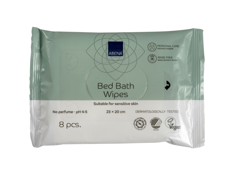 Sengebadsserviet, ABENA, 20x23cm, uden farve og parfume, 8 stk., vask uden vand - (20 stk.)