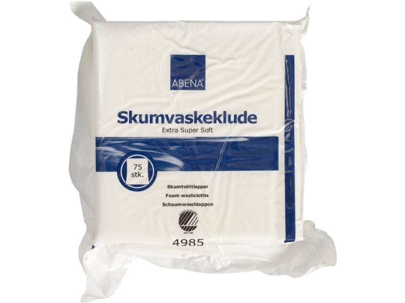 Skumtvättlapp, ABENA, 19x19cm, extra supermjuk, engångs - (40 förpackningar x 75 st.) | Rengöring - Avtorkning - Trasor och liknande | GameStuff