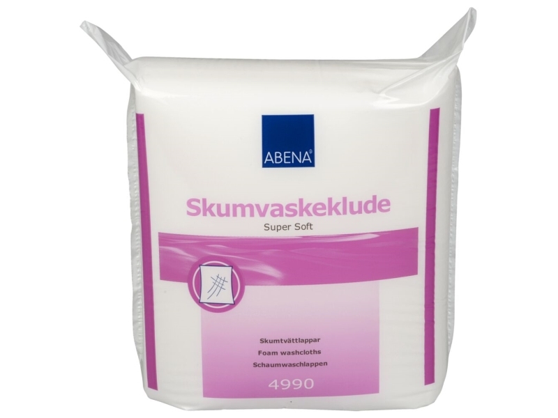 Skumtvättlapp, ABENA, 19x19cm x 5mm, vit, engångs, med 50 stycken per förpackning - (40 förpackningar x 50 stycken) | Rengöring - Avtorkning - Trasor och liknande | GameStuff