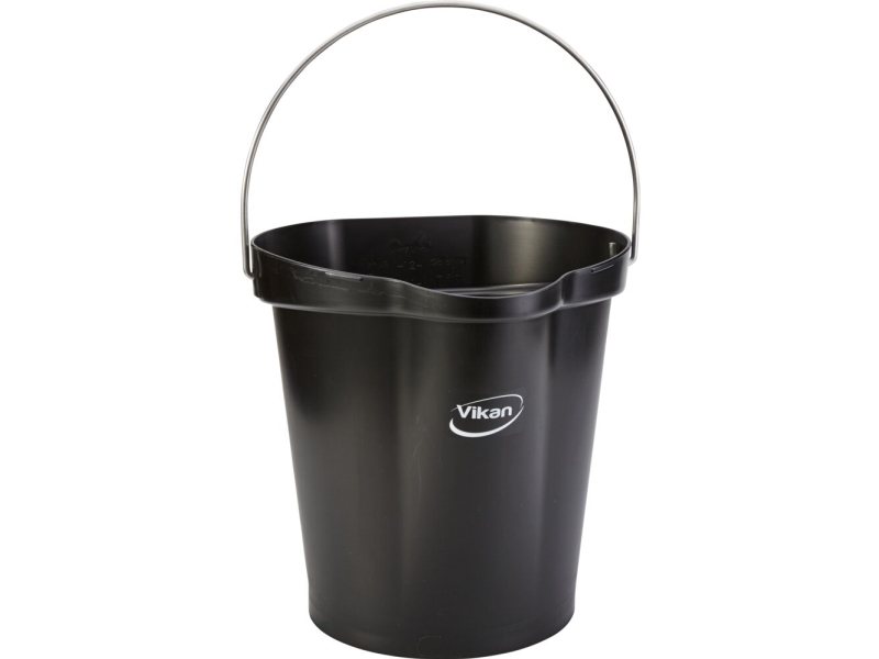 Mathink, Vikan, 31,8x32,5 cm, 12 liter svart, PP/rostfritt stål, med hällpip | Rengöring - Avfallshantering - Hinkar & tillbehör | GameStuff