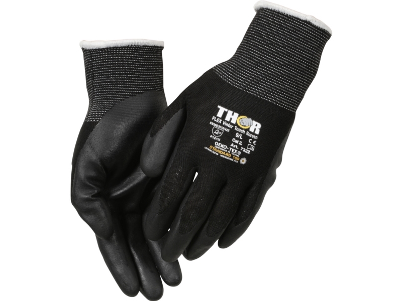 Nitriilikäsine, THOR Flex Winter, 9, musta, nitriili/nylon, - (12 kpl)