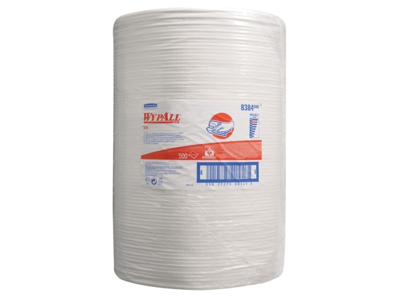 Teollisuuspyyhe, Kimberly-Clark Wypall X70, 1-kerros, 295,8m x 31,5cm, Ø37cm, valkoinen