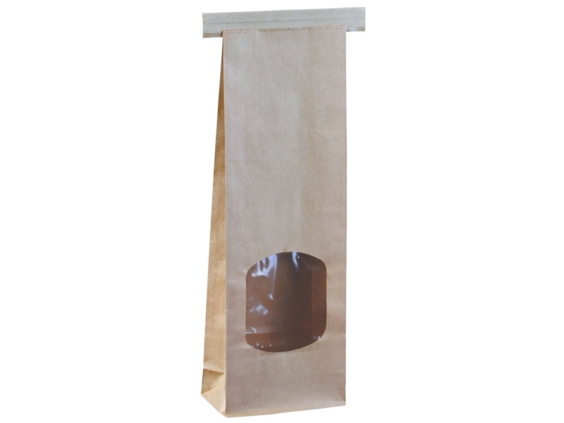 Klodsbundspose, Detpak, 4,7X8,8X26cm, 1 L, Brun, Opp/Papir, U/Hank