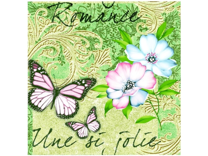 Middagsserviet, Jolie, 1-Lags, 1/4 Fold, 40X40cm, Flerfarvet - (6 Stk.)
