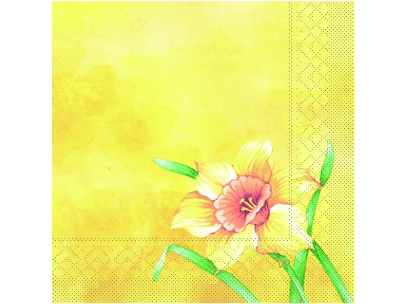 Middagsserviet, Elvira, 3-Lags, 1/4 Fold, 40X40cm, Gul - (6 Stk.)