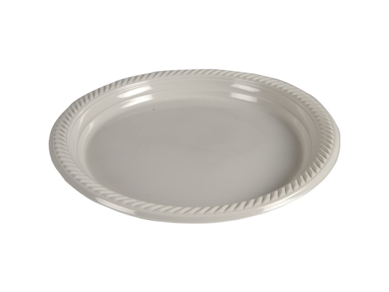 Återanvändbar tallrik, ABENA Gastro, Ø26cm, ljusgrå - (12 st.) | Catering - Engångsservis - Tallrikar | GameStuff