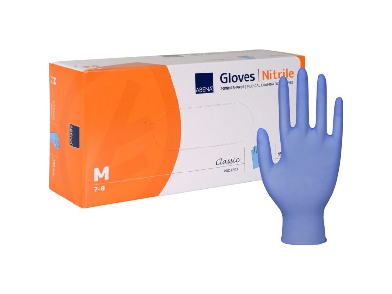 Undersøgelseshandske, ABENA Classic, blå, nitril, pudderfri - Blå / M - Handsker - AQL 1.0 - DISCOUNT