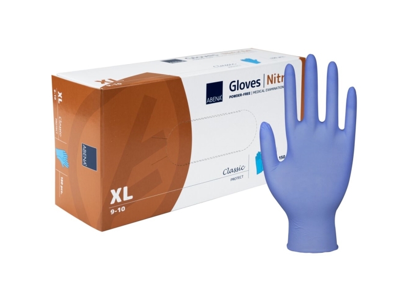 Undersøgelseshandske, ABENA Classic, blå, nitril, pudderfri - Blå / XL - Handsker - AQL 1.0 - DISCOUNT