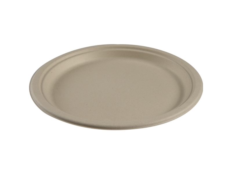 Tallerken sukkerrør hvid Ø26cm komposterbar 50stk/pak - (50 x 10 pakker)